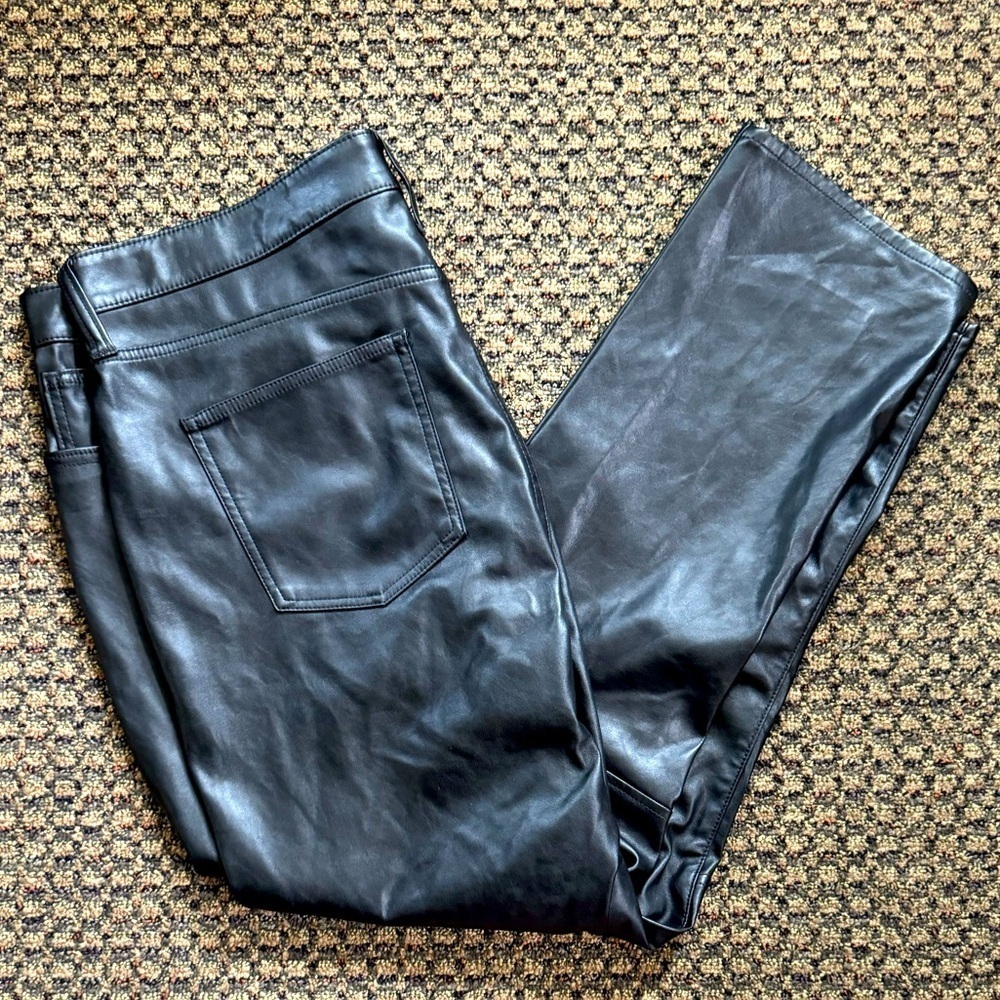 GAP Faux Leather Black Jeans Size 20 High Rise Vintage Slim